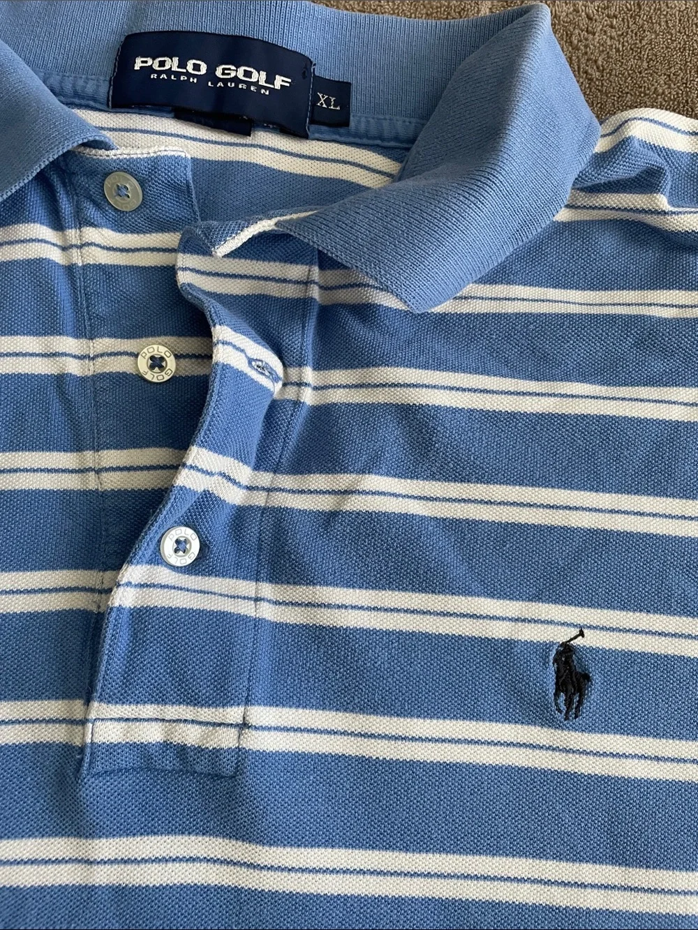 Ralph Lauren Polo Golf Light Blue & White Striped Polo